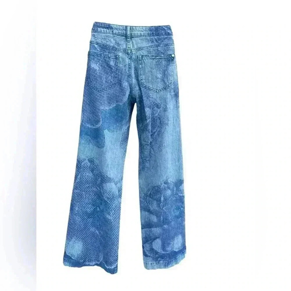 Anthropologie Pilcro Women's 25 Blue Gwen Mid
Rise Wide Leg Boho Splatter Jeans - Picture 6 of 13